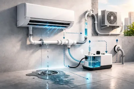 Дренаж кондиционера: почему течёт и как сделать правильно (самотёк/насос)